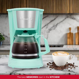 Holstein Housewares - 5 Cup Drip Coffee Maker - Convenient and User Friendly with Permanent Filter, Borosilicate Glass Carafe, Water Level Indicator, Auto Pause/Serve and Keep Warm Functions, Mint Holstein Housewares