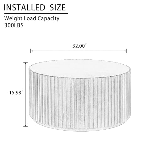 DS-HOMEPORT Round Wood Coffee Table for Living Room, Modern Handcraft Drum Coffee Table, Circle Wooden Coffee Table for Small Space Apartment, No Need Assembly(Espresso,31x31x16 in) DS-HOMEPORT
