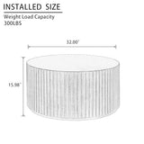 DS-HOMEPORT Round Wood Coffee Table for Living Room, Modern Handcraft Drum Coffee Table, Circle Wooden Coffee Table for Small Space Apartment, No Need Assembly(Espresso,31x31x16 in) DS-HOMEPORT