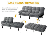 YITAHOME Convertible Futon Sofa Bed, 70" Folding Futon Set for Living Room Home Office Aprtment, Modern Futon Couch with Adjustable Backrest & Armrests, Recliner Lounge, Loveseat Sofa YITAHOME