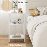 TUTOTAK Record Player Stand with Storage Up to 100 Albums，Record Storage Table,3 Tier End Table with Charging Station,Side Table for Living Room, Bedroom, White TB01BW076 TUTOTAK