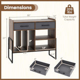 Giantex Large Record Player Stand with Charging Station, Modern Turntable Stand w/2 Fabric Drawers & Adjustable Shelf, Record Player Table, Vinyl Record Storage for Living Room (Rustic Brown) Giantex