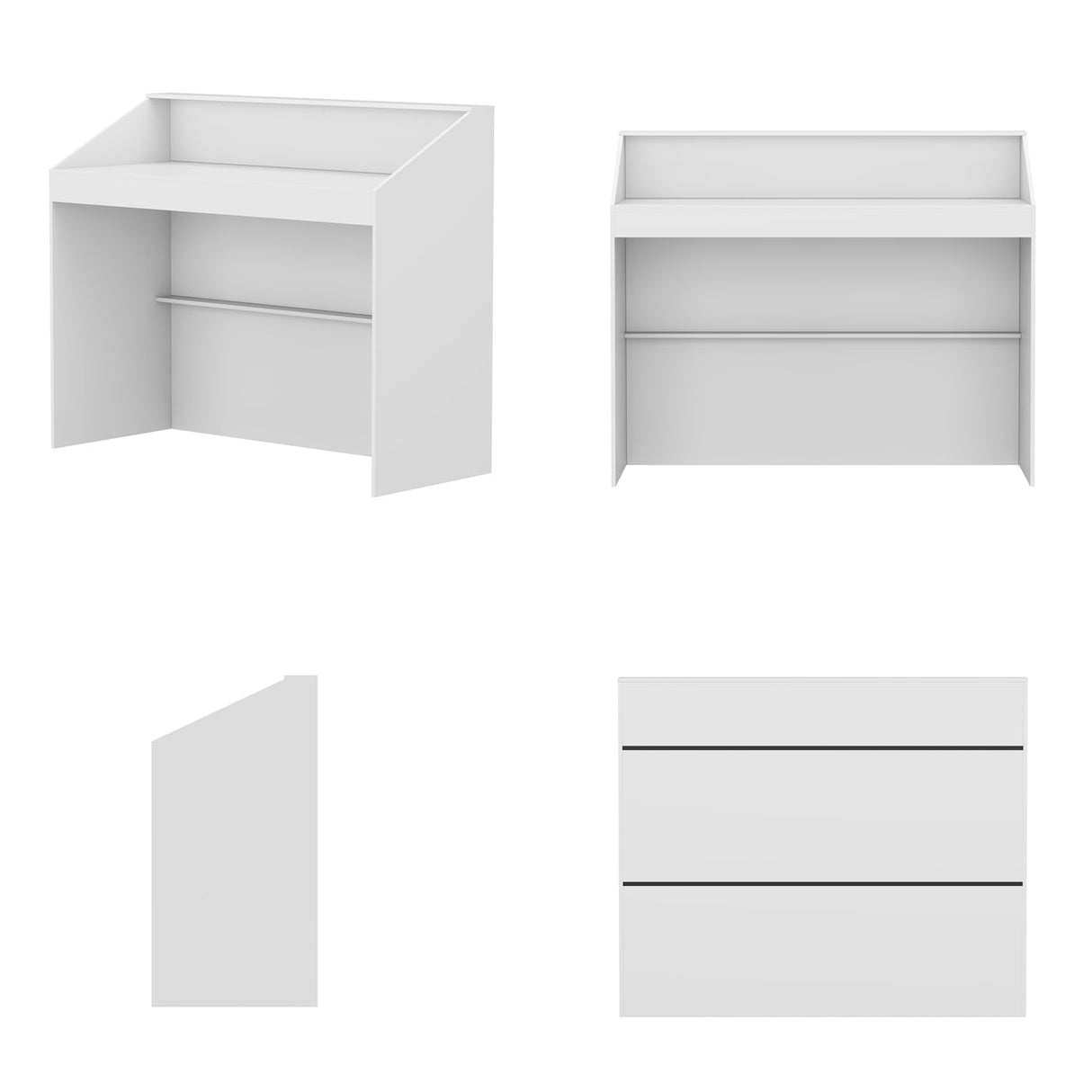 ROMSHINE Reception Desk with Counter, Modern Front Desk Reception Room Table, 47.2 inch Checkout Counter Table for Lobbies, Salons, Retail, White with Black Stripe Decor ROMSHINE