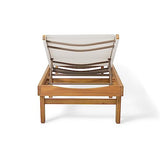 Christopher Knight Home Summerland Outdoor Mesh Chaise Lounge with Acacia Wood Frame, Teak Finish / White Mesh Christopher Knight Home