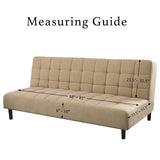 Turquoize Stretch Futon Cover Full Size Armless Sofa Bed Cover Futon Couch Cover Furniture Protector with Elastic Bottom Feature Thick Soft Checked Jacquard Fabric, Machine Washable, Biscotti Beige Turquoize