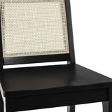 Walker Edison 2-Piece Boho Rattan Back Solid Wood Counter Stool, Set of 2, Black Walker Edison