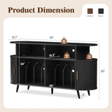 55” Mid Century Record Player Stand, Round Record Storage Cabinet with Charging Station, Turntable Stand Holds up to 300+ Albums, Large Vinyl Record Player Shelf for Media Stereo Audio, Black Quelthar