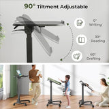 JYLH JOYSEEKER Foldable Mobile Standing Desk, 27"×21" Portable Rolling Laptop Cart with 90° Tiltable Board, Height Adjustable Mobile Desk Workstation with Wheels, Folding Table for Home Office, Black JYLH JOYSEEKER