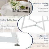 VECELO Round Dining Room Table with Wood Grain Tabletop and Steel Frame, for Kitchen, Living Room, Office, Conference, 2 to 4 Person, Fuax Marbled & White VECELO