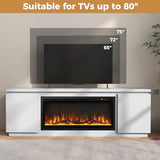 Tangkula Fireplace TV Stand for TVs up to 80", 70" Media Console Table with 36" Electric Fireplace, 3 Adjustable Shelves, Anti-Tipping Kits & Soft Close Hinges, Entertainment Center (White) Tangkula
