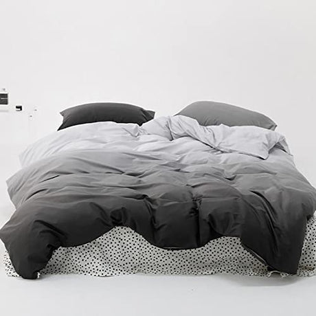 Luxlovery Grey Gradient Comforter Set Queen Grey and White Bedding Set Full Men Women Minimalist Bedding Set Light Gray Soft Breathable Blanket Quilts Gradient Comforter Set Luxlovery
