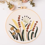 REEWISLY 4ps Embroidery Starter kit with Flowers Patterns and Instructions, DIY Adult Beginner Cross Stitch Kits, Including 2 Plastic Embroidery Hoop, 1 Pair of Scissors, Colored Threads and Needles