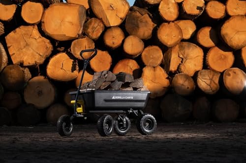 Gorilla Carts 4GCG-NF Poly Dump Cart, 600-Pound Capacity with No-Flat Tires, 4 Cubic Feet, Amazon Exclusive Gorilla Carts