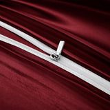 P Pothuiny 5 Pieces Satin Pintuck Duvet Cover Set, Silky Like Burgundy Pinch Pleat Duvet Cover King Size Luxury Bedding Set with Corner Ties, 2 Pillow Shams + 2 Pillowcases (No Comforter) P Pothuiny