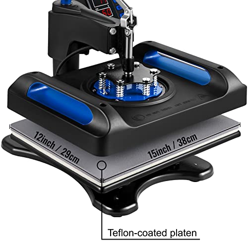 VEVOR Heat Press Machine for T-Shirts - 8 in 1 Heat Press Sublimation Machine with 360° Rotation/Dual-Tube Heating, 12 x 15 Swing Away Heat Press for DIY T-Shirts/Cap/Mugs/Heat Transfer Projects,Blue VEVOR