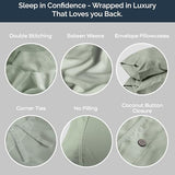 Olive + Crate Tencel Eucalyptus Cooling Duvet Cover Set - Hypoallergenic, Lyocell Tencel Duvet Cover - Soft, Temperature Regulating with Hidden Button Closure & Corner Ties - King Size [Spring Sage] Olive + Crate