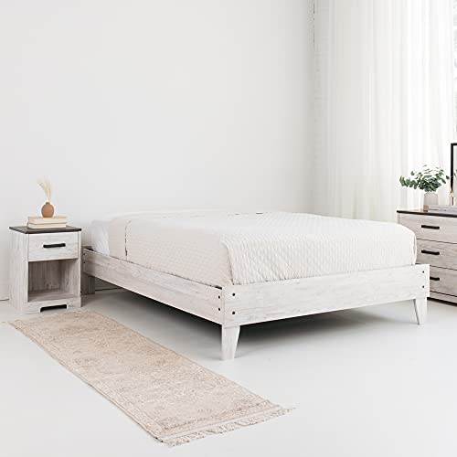 Signature Design by Ashley Shawburn Modern Farmhouse Platform Bed, Queen, Whitewash - WoodArtSupply