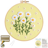 Louise Maelys Daisy Flower Beginners Embroidery Kits,Cross Stitch Kit for Adults,DIY Needlepoint with Floral Pattern,Including Hoop,Threads and Instruction
