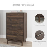 Signature Design by Ashley Calverson Contemporary 5 Drawer Chest of Smooth-Gliding Drawers and Safety Stop, Dark Brown Signature Design by Ashley