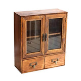 Primo Supply Rustic Floating Wall Cabinet with Glass Doors and Drawers for Stylish Storage Primo Supply