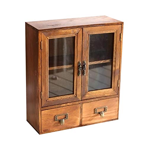 Primo Supply Rustic Floating Wall Cabinet with Glass Doors and Drawers for Stylish Storage - WoodArtSupply