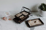 Umbra Terrace Tier Jewelry Three Sliding Linen Lined Wood Trays with Metal Frame and Handle, Easy Storage and Access, Walnut, 3 Each Umbra