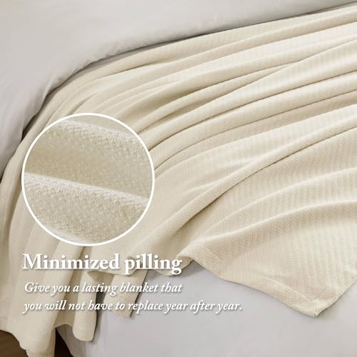 Madison Park Liquid Cotton Luxury Blanket Premium Soft Cozy 100% Ring Spun Cotton For Bed , Couch or Sofa, King, Ivory Madison Park