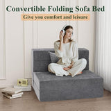 HOMFINE Folding Sofa Bed - Convertible Sleeper Chair with Pillow, Fold Out Couch, Memory Foam Floor Mattress, Futon Couch, Lazy Sofa for Living Room/Dorm/Guest Room/Home Office, Twin, Gray HOMFINE