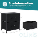 NEWBULIG Nightstand Small Dresser with 2 Fabric Drawers 25 Inch Tall Bedside Table Storage Furniture for Bedroom Closet Entryway College Dorm Black NEWBULIG