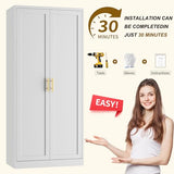 CJF White Kitchen Pantry Cabinet,71 Inch Tall Metal Storage Cabinet with 4 Adjustable Shelves and Doors, Freestanding Pantry Cabinet for Kitchen, Living Room, Dining Room, Bathroom, Easy to Assemble CJF