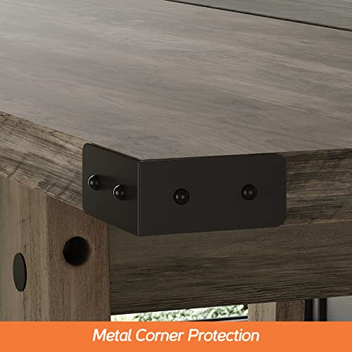 WAMPAT Set of 2 Farmhouse Dining Tables for 8-12 Persons with Heavy Duty Wooden Legs, 135.4 Inch Rectangular Modern Wood Kitchen Table for Dining Room & Living Room, Rustic Grey WAMPAT