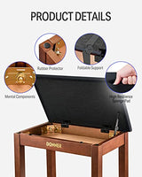 Donner Piano Bench with Storage, Solid Wood Keyboard Bench Piano Bookcase Stool Chair Seat with High-Density Suede Cushion, Brown Donner