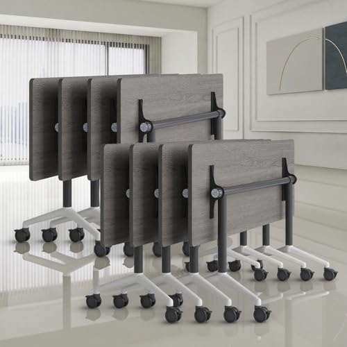 Folding Conference Room Tables, Seminar Conference Table Modern Flip Top Training Meeting Tables, Conference Room Table with Wheels for Home Office Classr,8 Pack 63inch CUAOCEZ