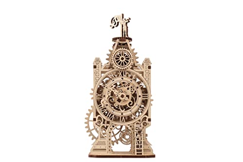 UGEARS Old Clock Tower 3D Wooden Puzzle - Wooden Mechanical Model Kit to Build - DIY Puzzle Clock Toy with Spinning Mechanism - Brain Teaser Building Set for Adults - WoodArtSupply