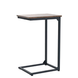 AMHANCIBLE C Shaped End Tables, TV Trays Set of 2 for Living Room, Slide Under Couch Table for Sofa, Bedroom, Small Space, Rustic Brown HET02CBR AMHANCIBLE