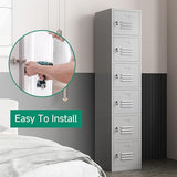 Kooyon 71" Metal Storage Cabinet with 6 Doors,Metal Lockers for Employees,Lockable Locker Cabinets for School, Gym, Home, Office Staff, Garage-Assembly Required(Gray) Kooyon