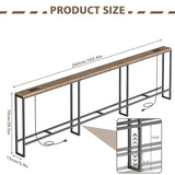 SANXUO 102 Inch Extra-Long Narrow Console Table with Charging Station (2 Outlets + USB-C), Sofa Table,Behind Couch Table with 3-Tier Storage Shelves for Entryway & Small Spaces (Rustic Brown) SANXUO