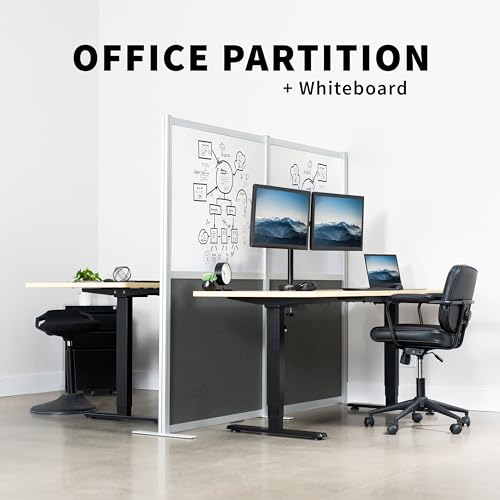 VIVO Modular Wall System, 2 PET and Whiteboard Panels, Professional Office Cubicle Dividers, Freestanding Privacy-Screen, 66 inches High, White and Dark Gray, PP-MWS63WB VIVO