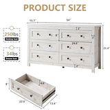 LUXOAK Farmhouse 6 Drawers Dresser, Wood Rustic Chest of Drawers for Bedroom, Closet Storage Dressers Organizer, 6 Drawers Chest for Living Room, Hallway, Rustic White LUXOAK