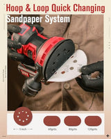 AVID POWER 20V Cordless Orbital Sander 5 Inch Electric Sander Tool with 6 Variable Speeds 7000-11000 RPM Battery Powered Sanders for Woodworking, 30 Pcs Sandpapers and Dust Collection Bag AVID POWER
