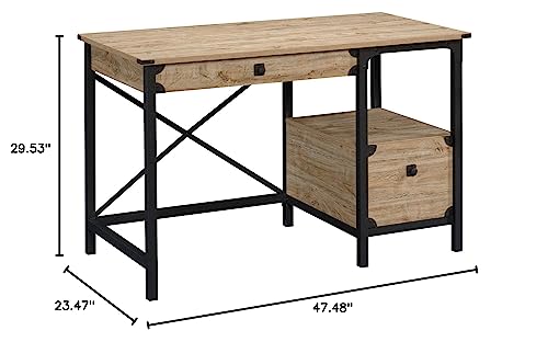 Sauder Steel River Desk, L: 47.48" x W: 23.47" x H: 29.53", Milled Mesquite finish - WoodArtSupply