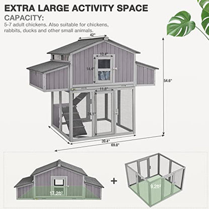 MEDEHOO Large Chicken Coop Folding Design Easy to Set Up Portable Chicken House for Outdoor with Two Nesting Box, Leakproof Pull-on Tray, and UV-Resistant Roof Panel - WoodArtSupply