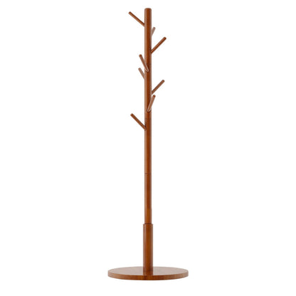 Aibiju Wood Coat Rack Freestanding, Coat Stand with 8 Hooks, Kids Coat Tree with 3 height options and Sturdy Base, Rustic Coat Rack Small Hall Tree Brown YD-1008