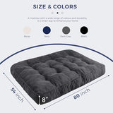 MAXYOYO 8" Futon Mattress, Ultra Thick Futons Sofa Couch Bed, Tufted Full Size Sleeper Sofa Bed for Adults, Shredded Foam Filling (Frame Not Included), Dark Grey MAXYOYO
