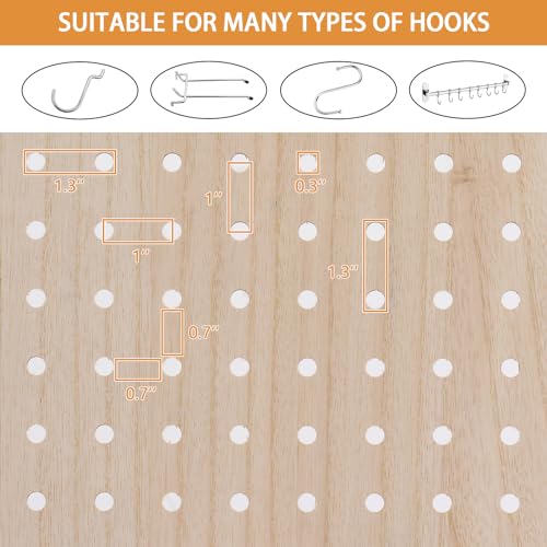 VINGLI Freestanding Pegboard with Support Feet, 5 FT Wood Room Divider Display Board Organizer, Folding Privacy Screen Partition Space Separator for Craft Shows Events Retail (Natural, 4 Panel) VINGLI