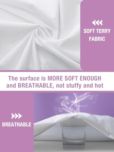 Akicia Twin XL Mattress Protector for College Dorm Rooms, Waterproof Hospital Bed Sheet Cover Fitted Single Extra Long Size, with 18 Inch Deep Pocket, Soft, Breathable, Noiseless, White Akicia