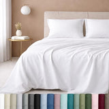California Design Den Full Size Bed Sheets Set - Luxury 600 Thread Count 100% Cotton Sateen, Deep Pockets with All Around Elastic for a Snug Fit, Durable Bedding Set - White California Design Den