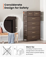 Pellebant Dresser for Bedroom with 7 Drawers, Tall Dresser Vertical Storage Tower, Sturdy Metal Frame, Fabric Storage Bins with Wooden Handle and Wooden Top, Organizer Unit for Closet/Hallway, Brown Pellebant