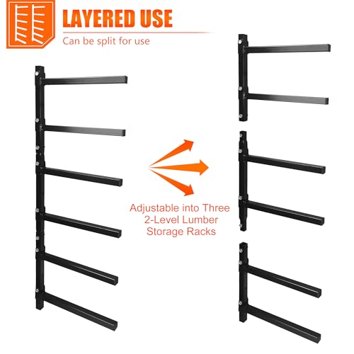LOCKIETTA 6-Tiered Collapsible Wall Mount Lumber Storage Metal Rack, 6 ...