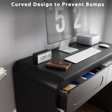 Vanity Desk, Makeup Vanity Desk with 2 Drawers and Storage Desktop Space, Modern Makeup Vanity Dressing Table with Curved Profile Design, Black Makeup Computer Writing Desk for Home Office Bedroom SOLACE FURNITURE